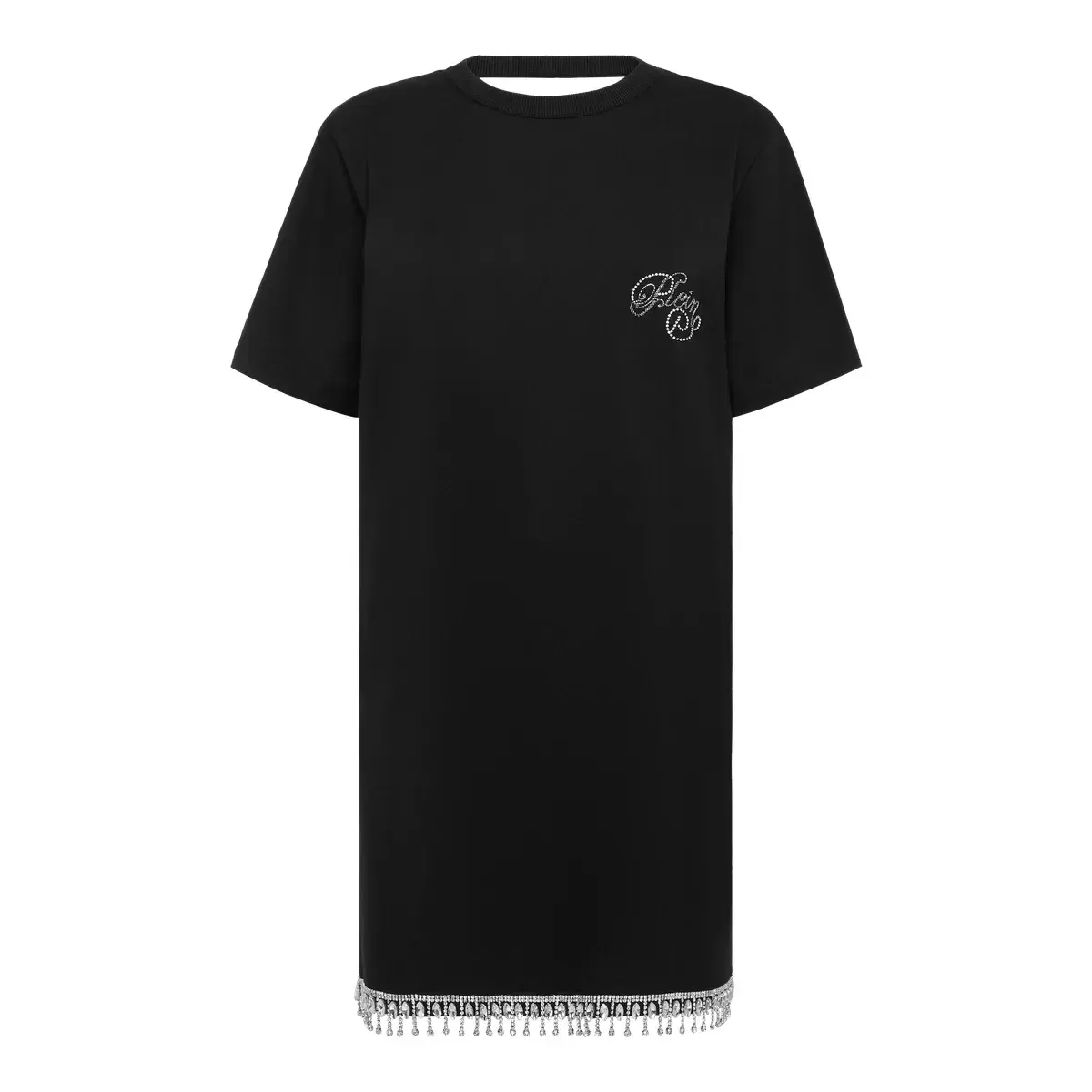 T-Shirt Minikleid Strass Fransen