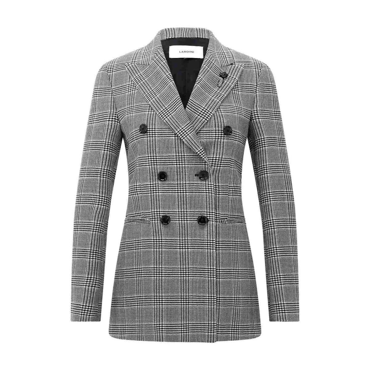 Klassischer, doppelreihiger Wollblazer mit Karomuster