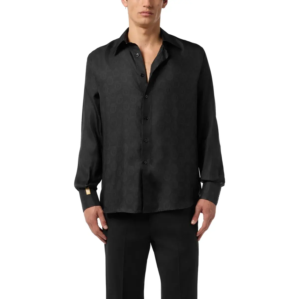 Elegantes Seidenhemd mit Wappenmuster