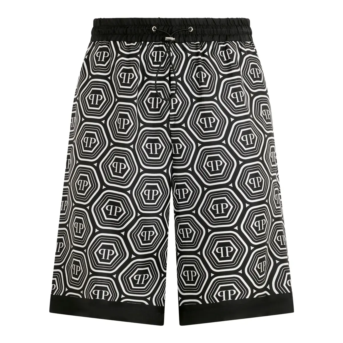 Seidenshorts mit Monogramm-Kordelzug