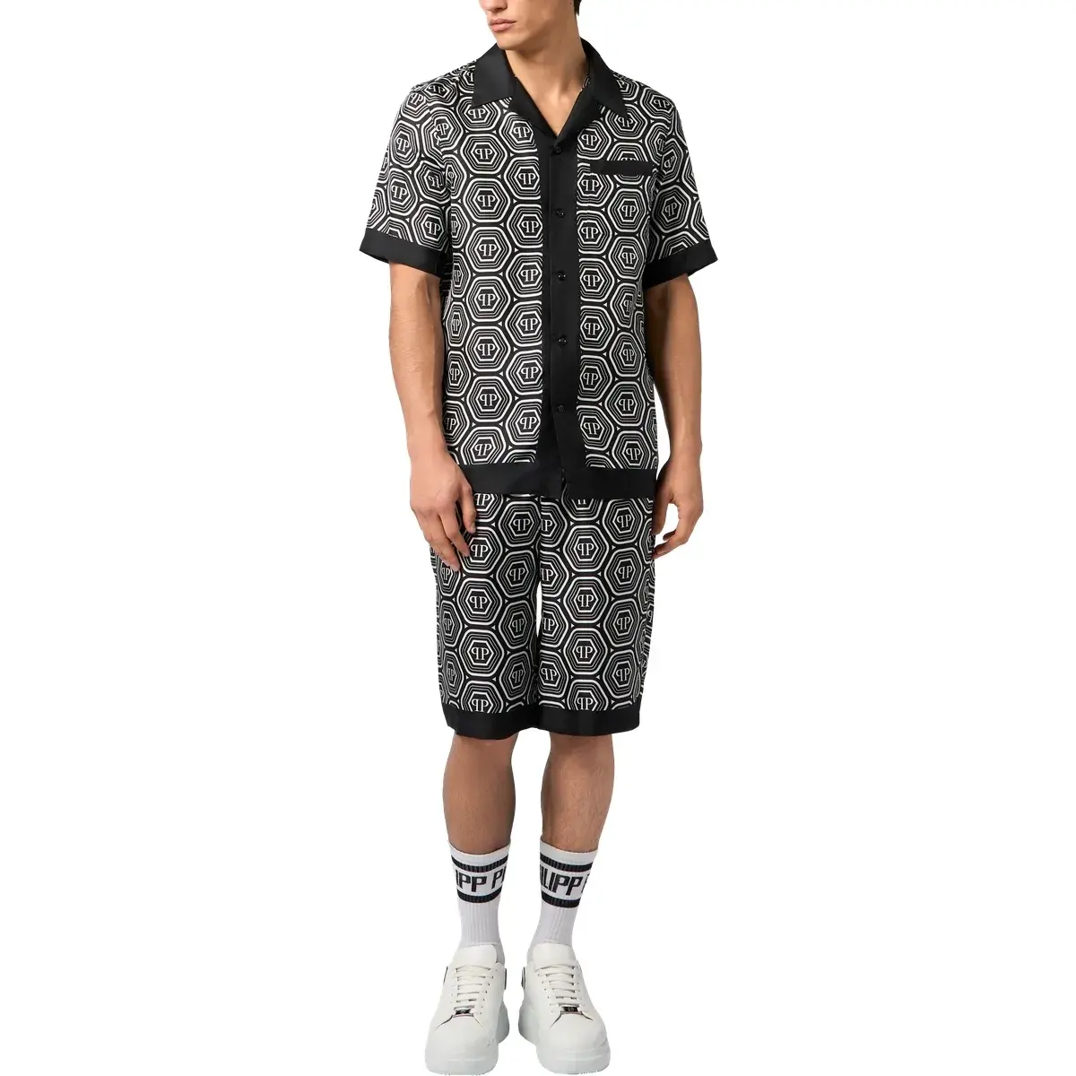 Seidenshorts mit Monogramm-Kordelzug