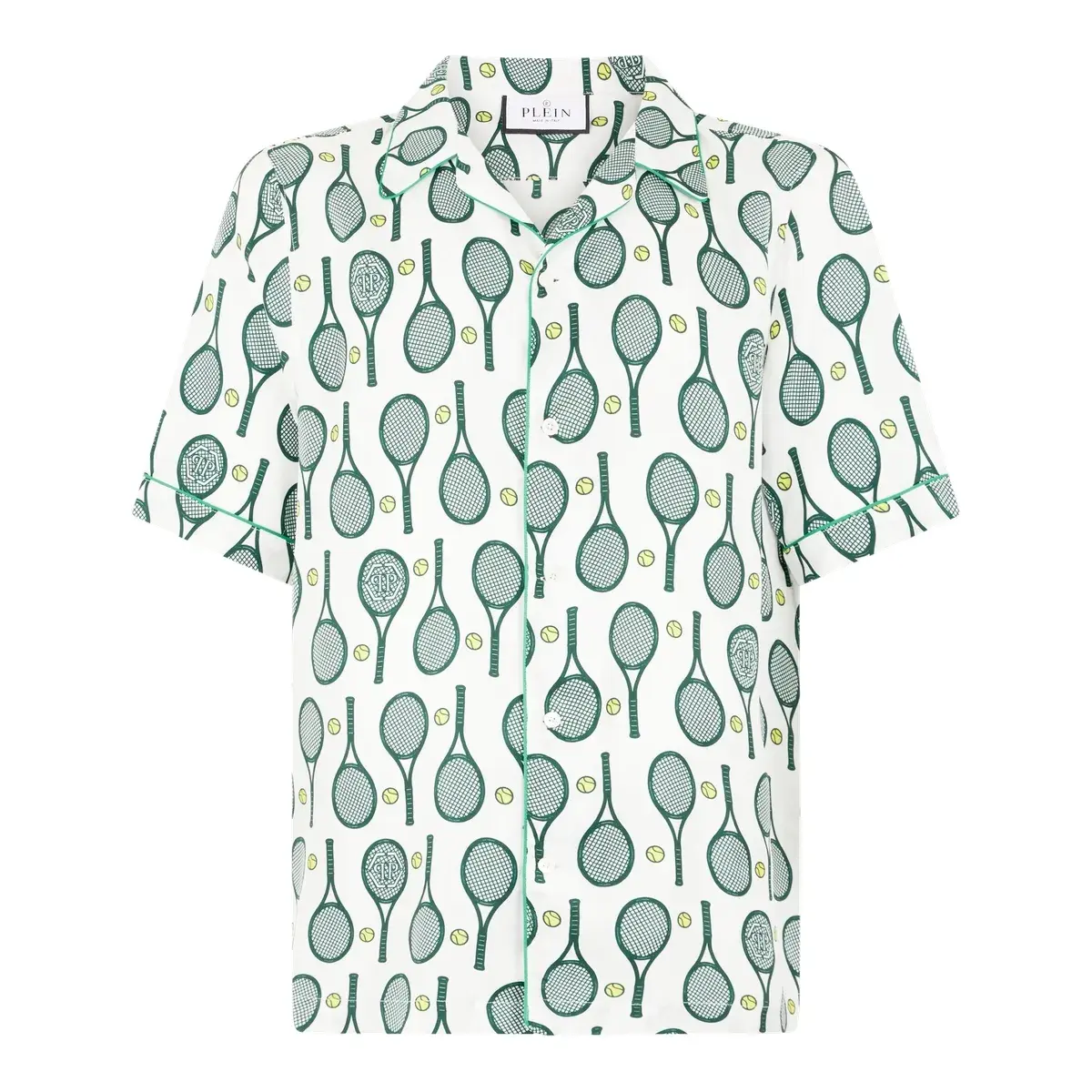 Bowling-Shirt mit Tennisschläger-Muster