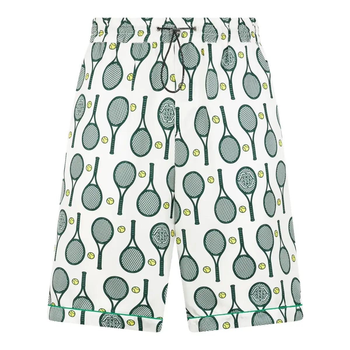 Seiden-Shorts mit Tennisschläger-Print