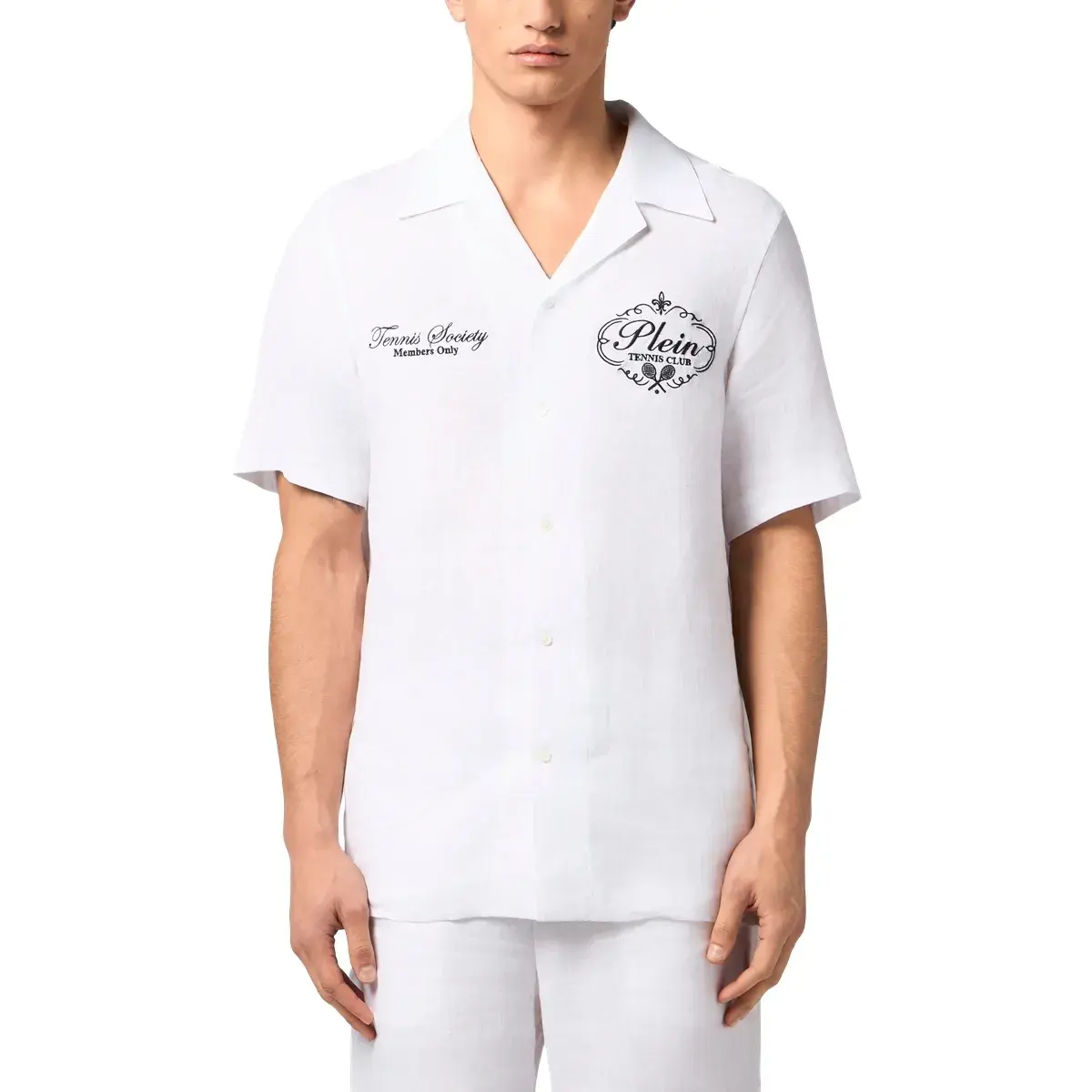 Herren Leinen Bowling Shirt Tennis Club