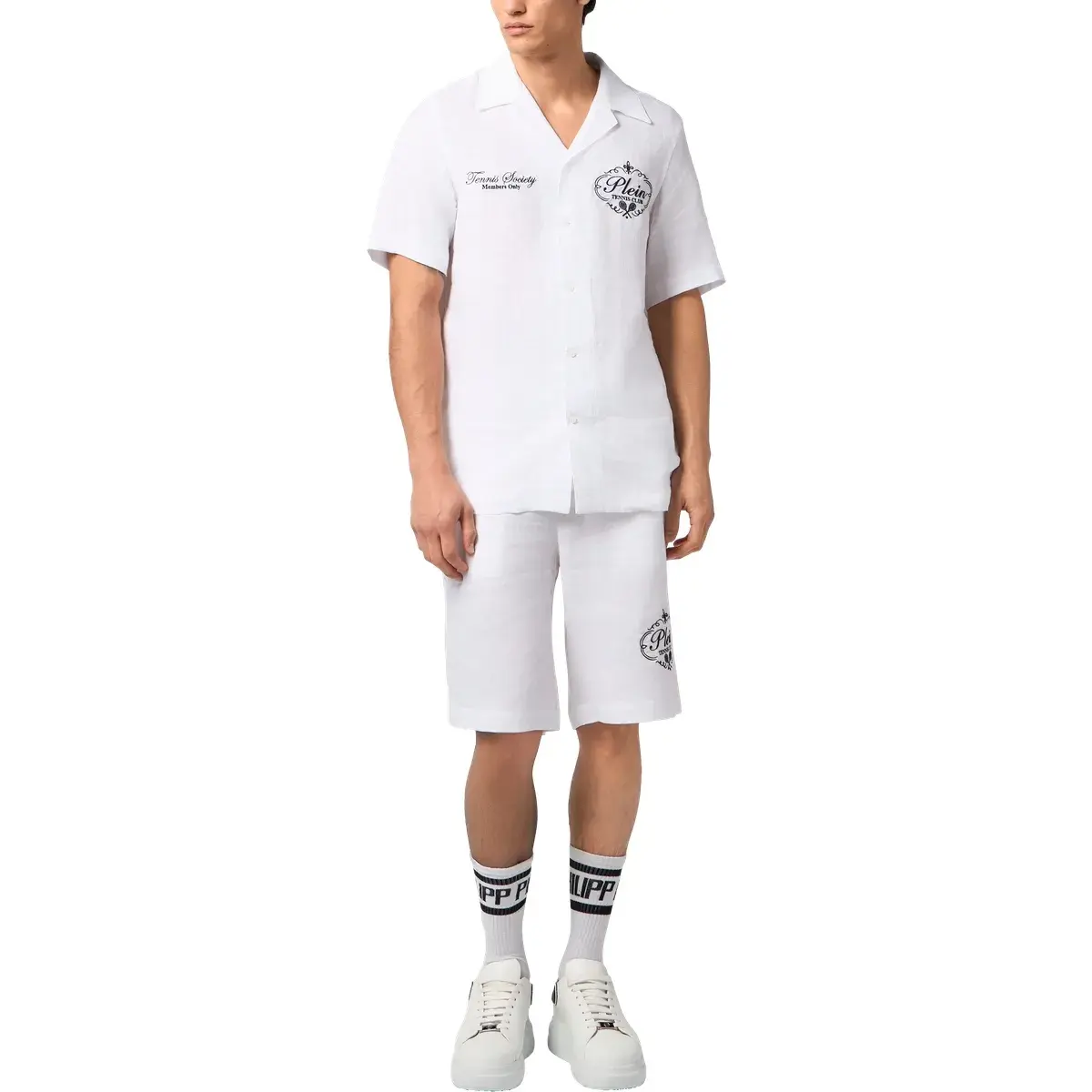 Herren Leinen Bowling Shirt Tennis Club