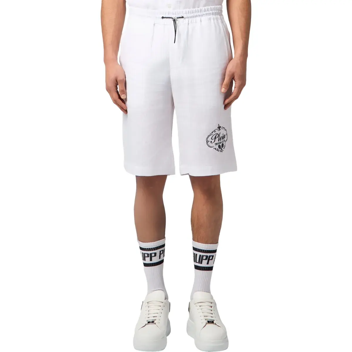 Leinen-Shorts mit Kordelzug Tennis Club