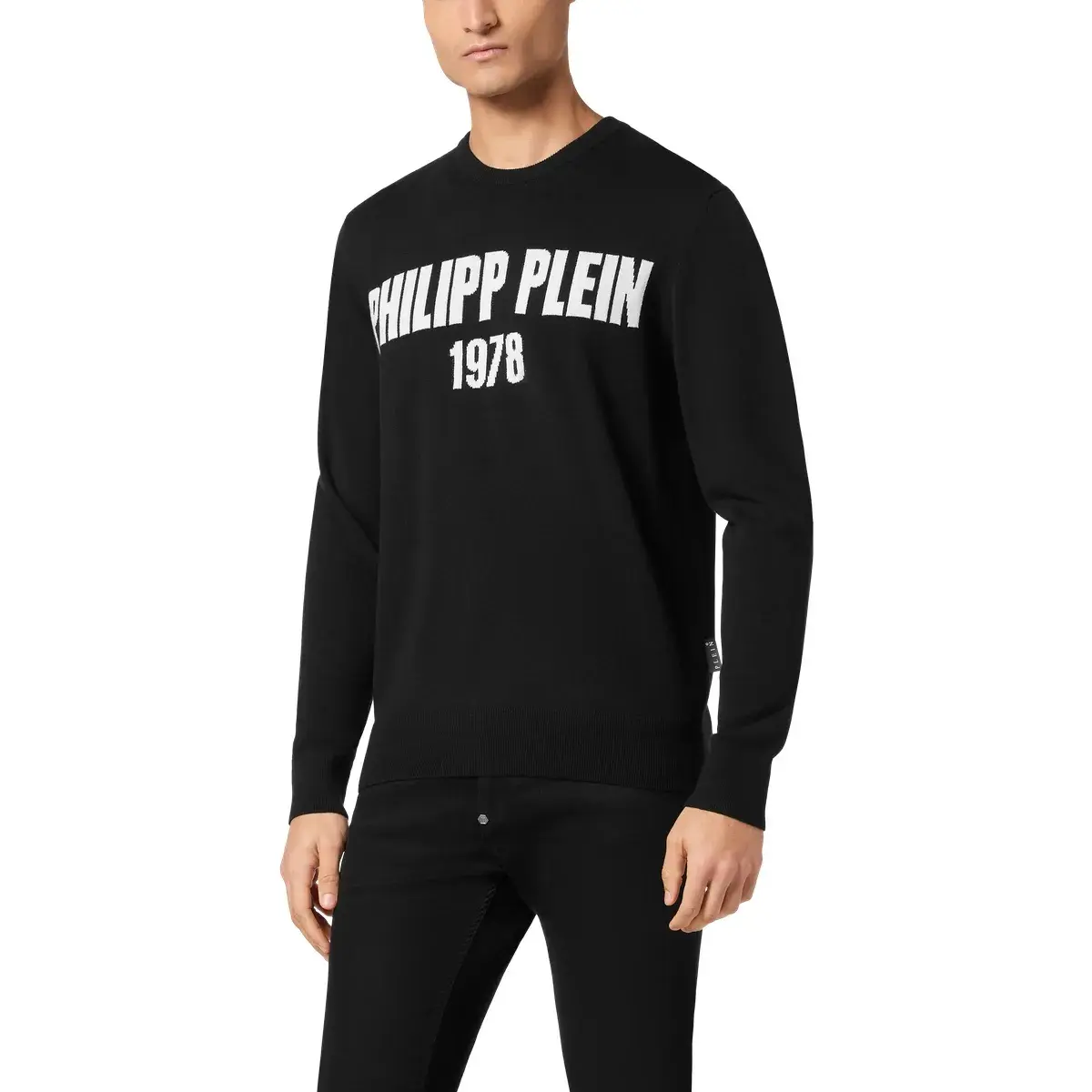 Logo Strickpullover aus Baumwoll-Wollmischung