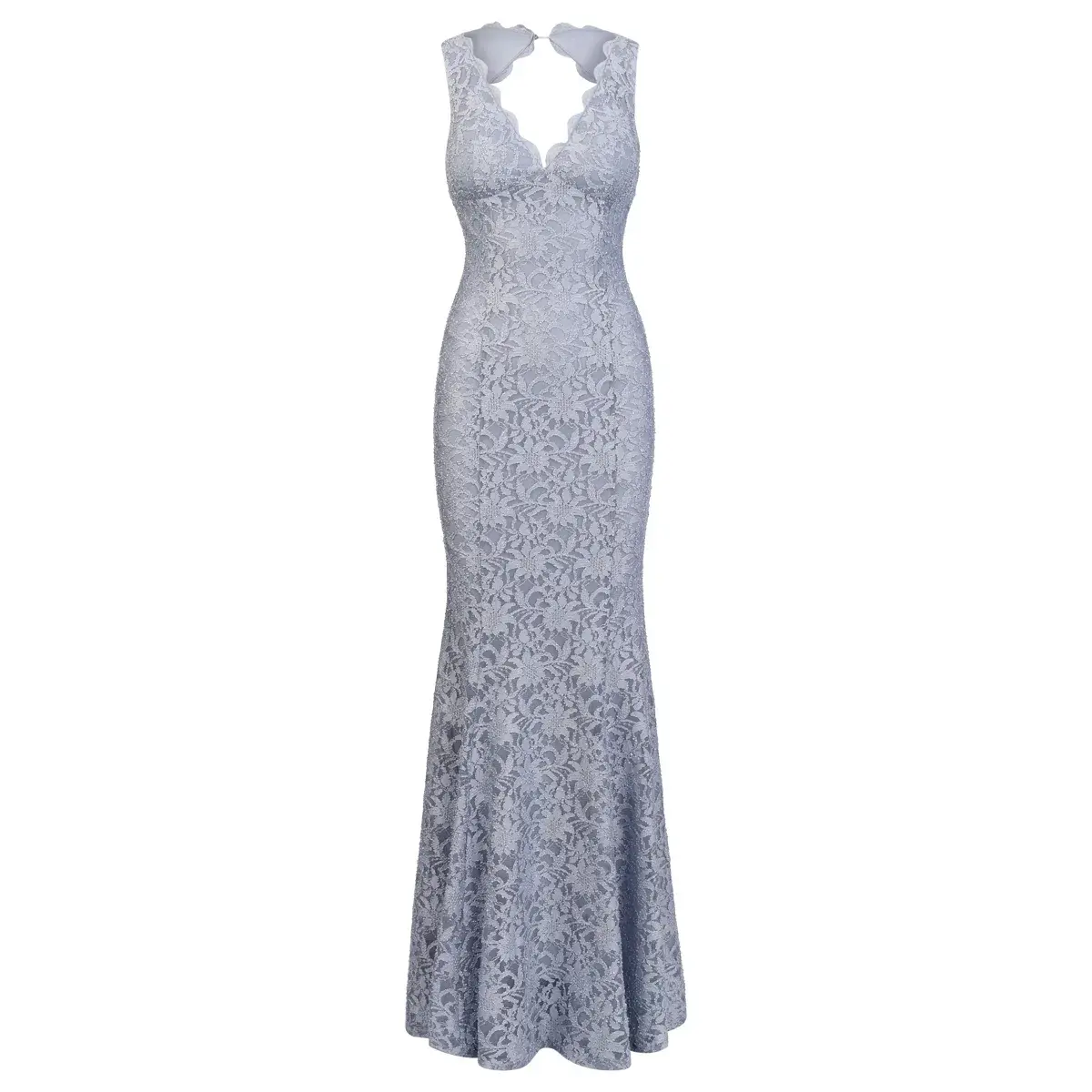 Elegantes Maxikleid mit V-Ausschnitt aus Spitze