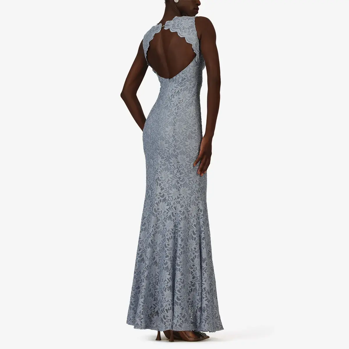 Elegantes Maxikleid mit V-Ausschnitt aus Spitze