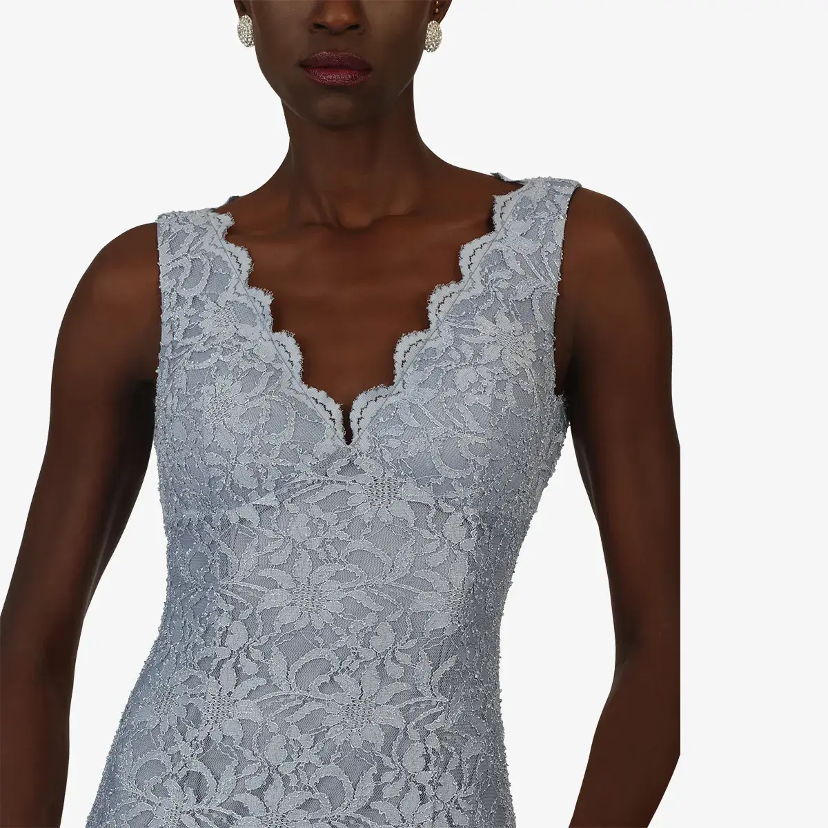 Elegantes Maxikleid mit V-Ausschnitt aus Spitze