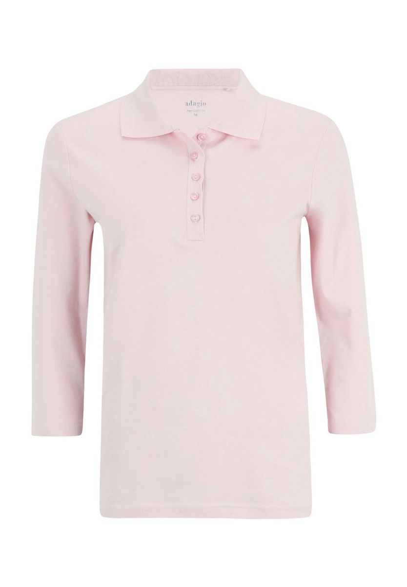 Klassisches Baumwoll-Poloshirt Dreiviertelärmel