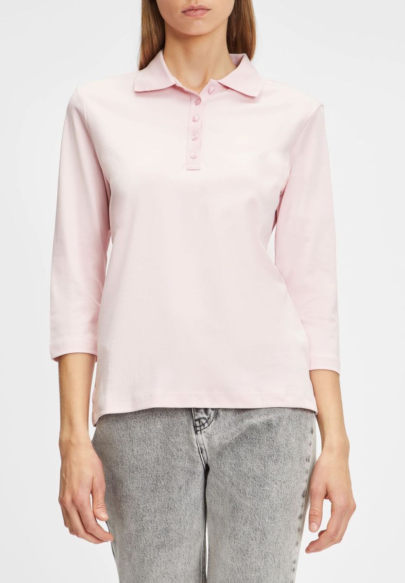 Klassisches Baumwoll-Poloshirt Dreiviertelärmel
