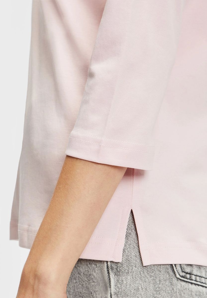 Klassisches Baumwoll-Poloshirt Dreiviertelärmel