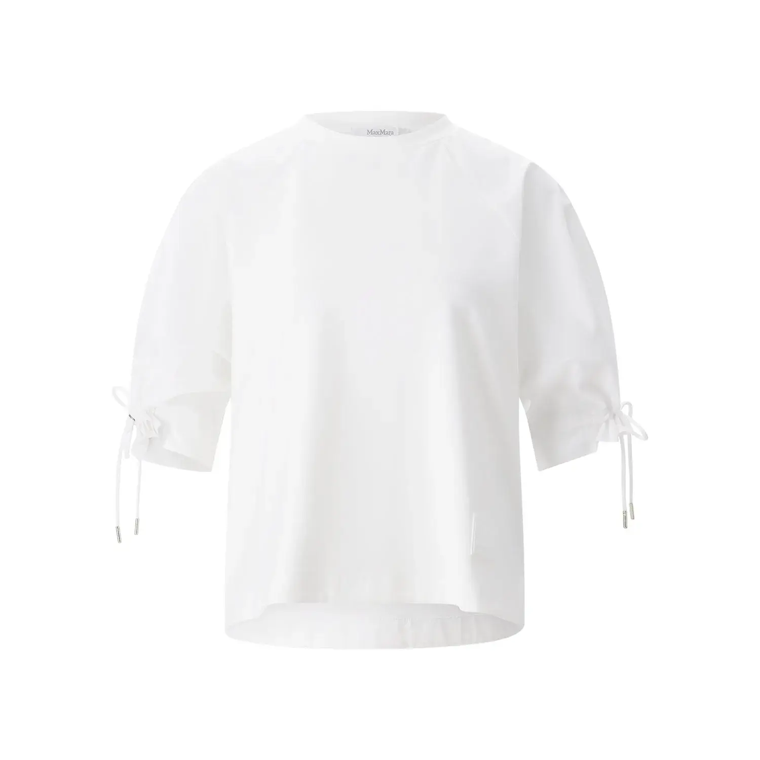 Weißes T-Shirt aus Baumwollmischung mit Bindearm