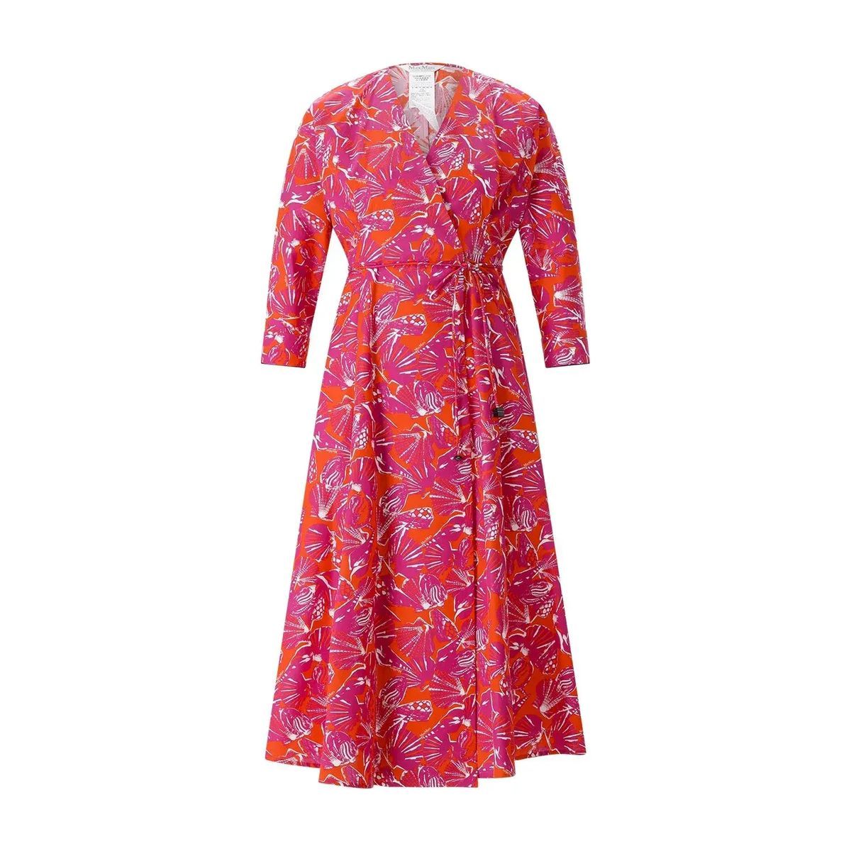Midi-Wickelkleid aus Baumwollpopeline mit Muster