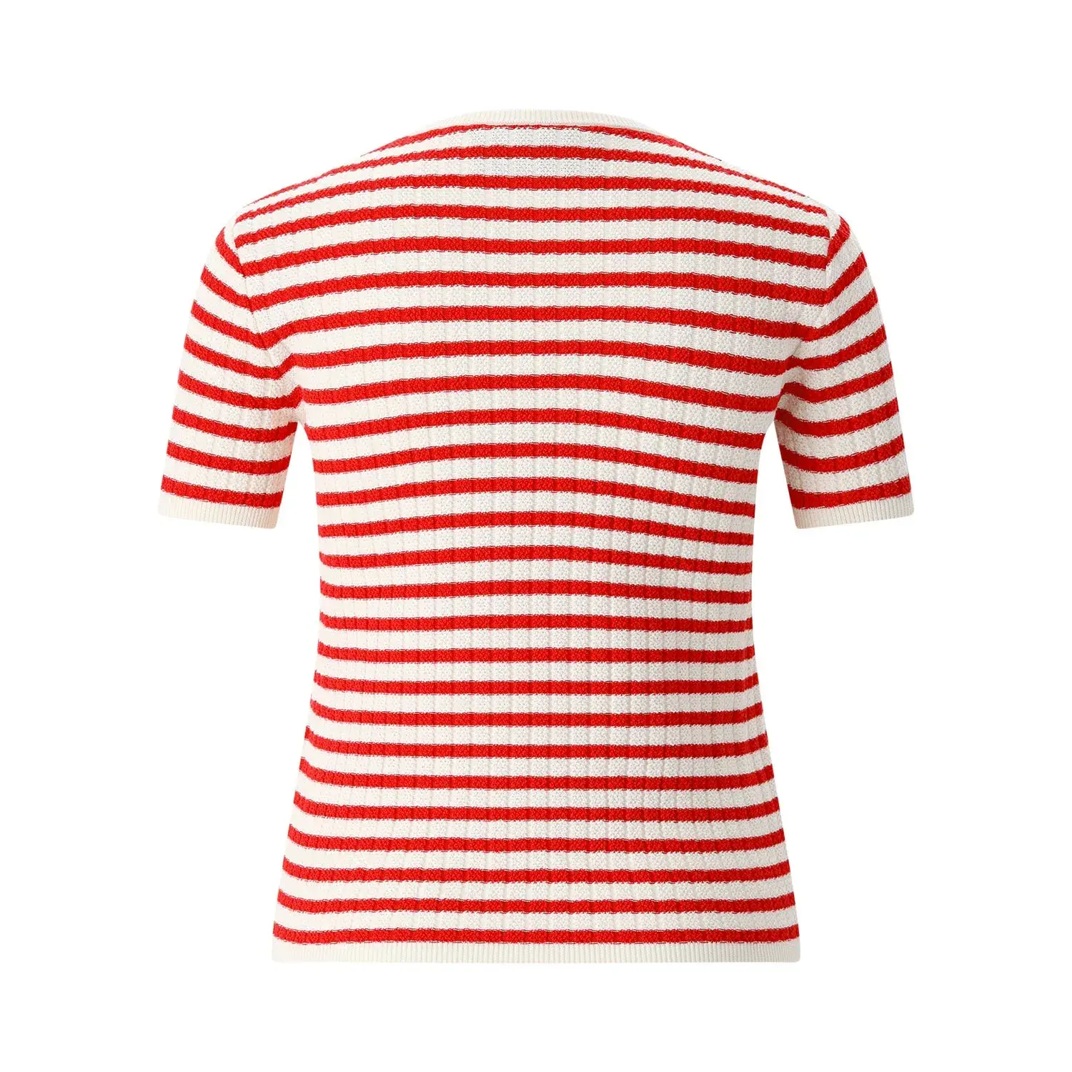 Gestreiftes Strick-Kurzarm-T-Shirt