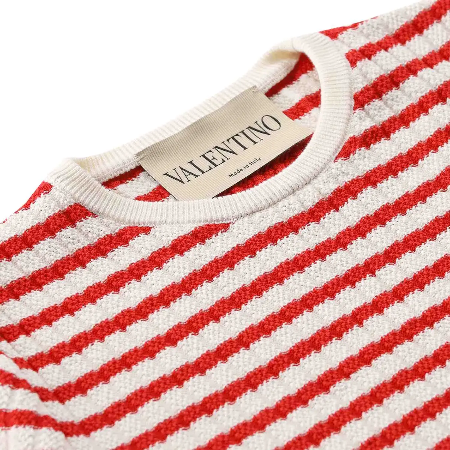 Gestreiftes Strick-Kurzarm-T-Shirt