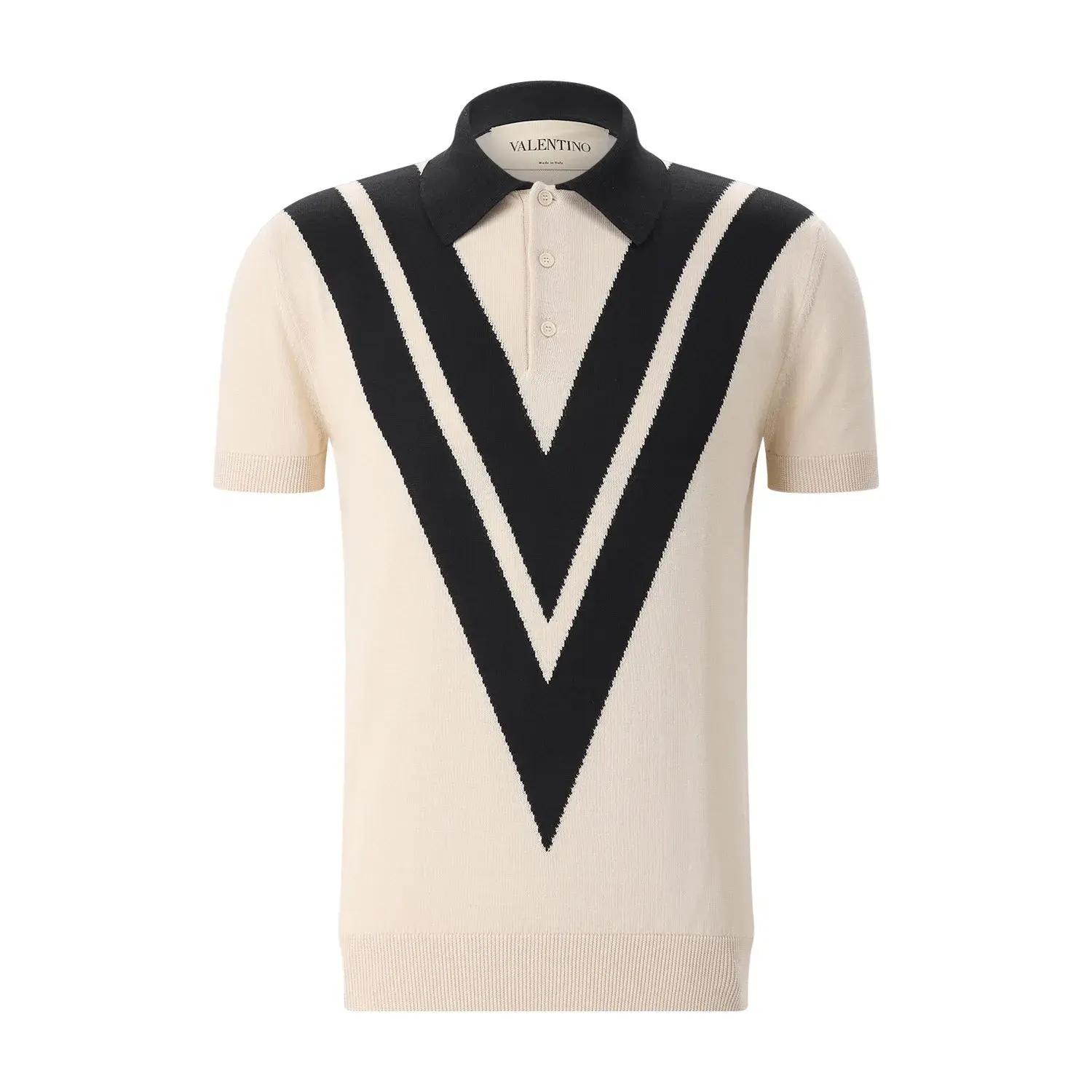 Modernes Baumwollstrick-Poloshirt mit V-Design
