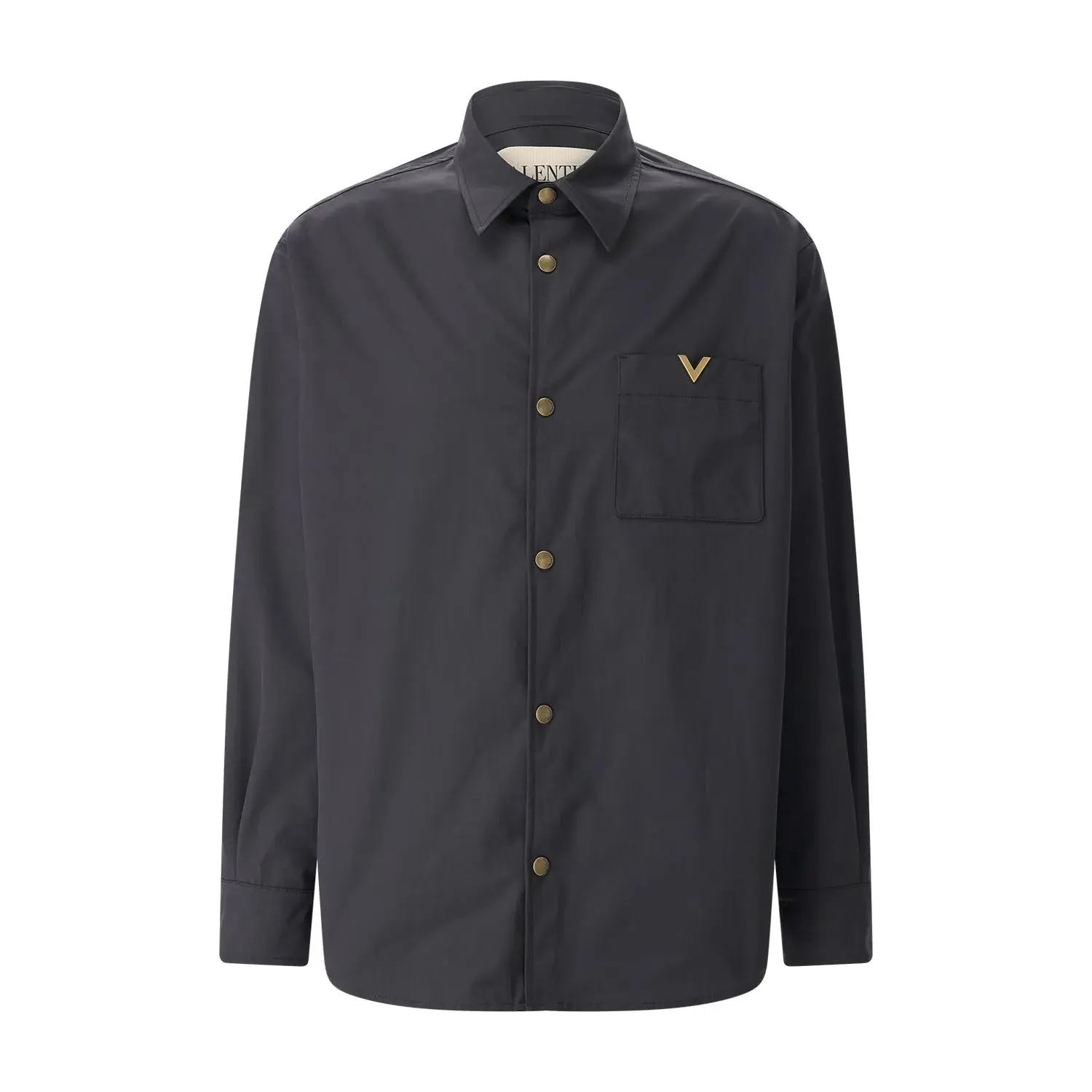 Oversize Hemdjacke aus Nylon mit Logo