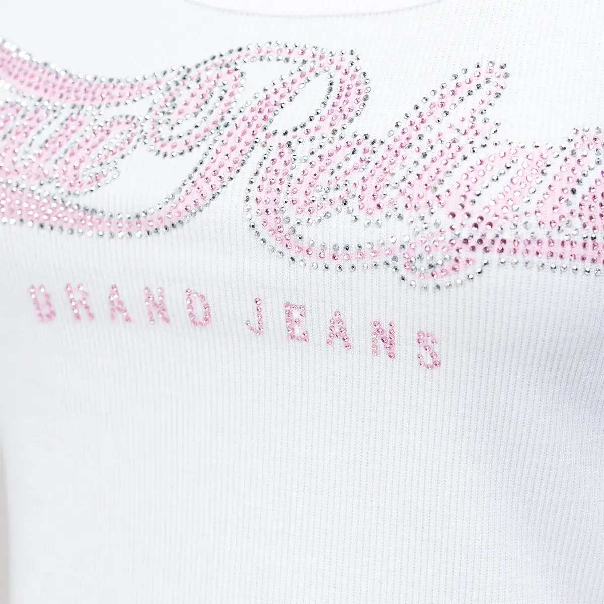 Geripptes Tanktop mit Strass-Logo