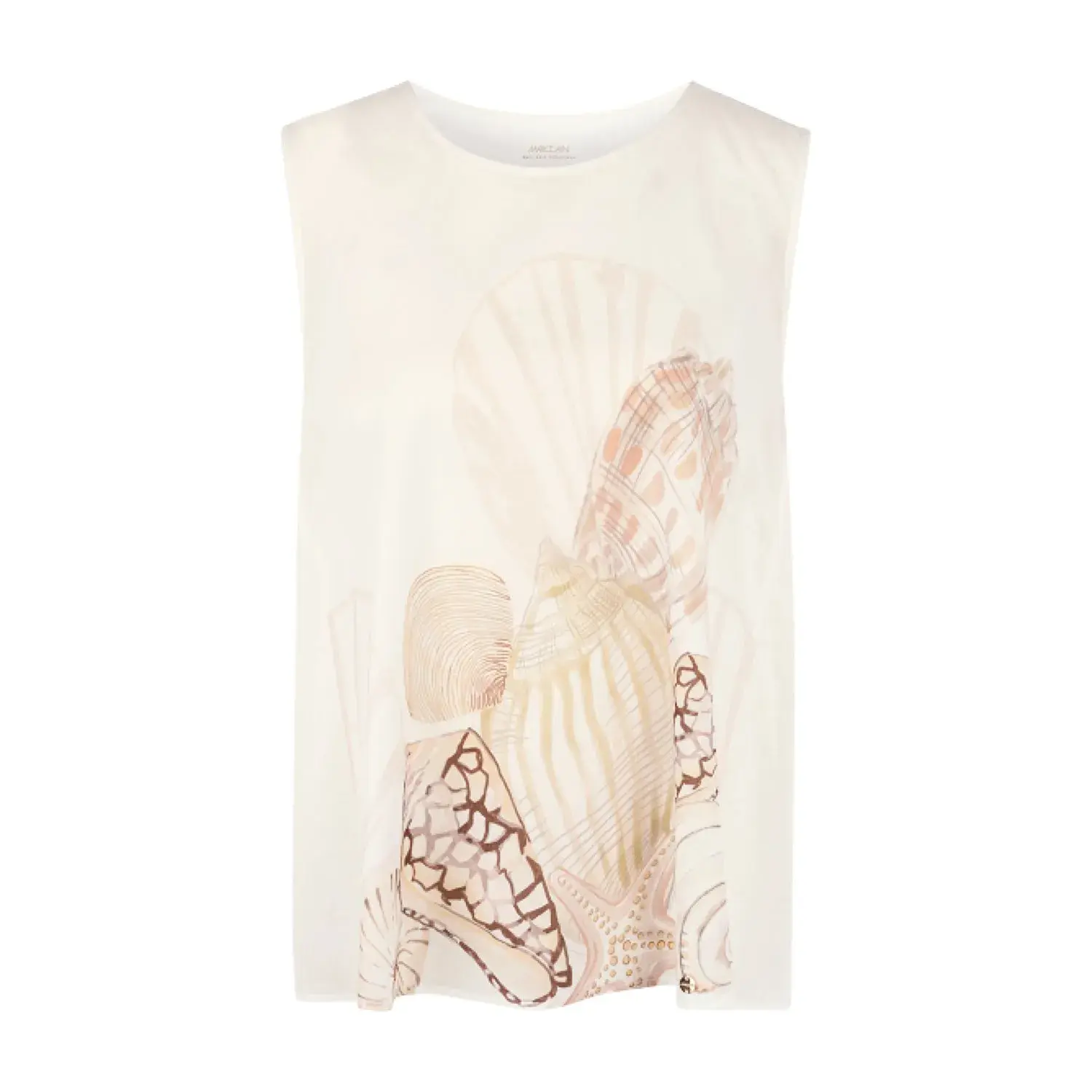 Ärmelloses Baumwoll-Top mit Muschelprint