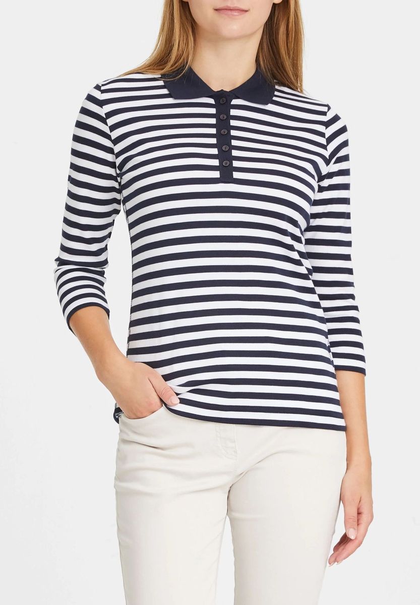 Gestreiftes Langarm-Poloshirt