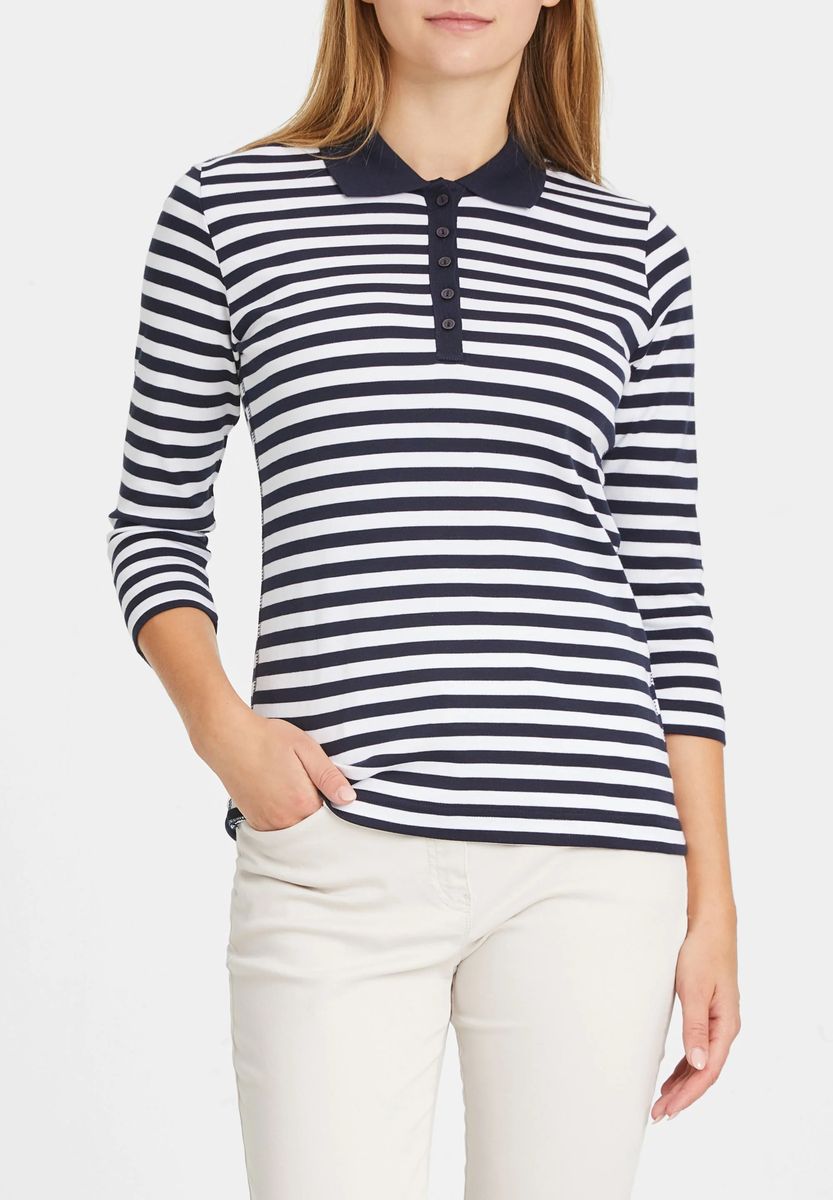 Gestreiftes Langarm-Poloshirt