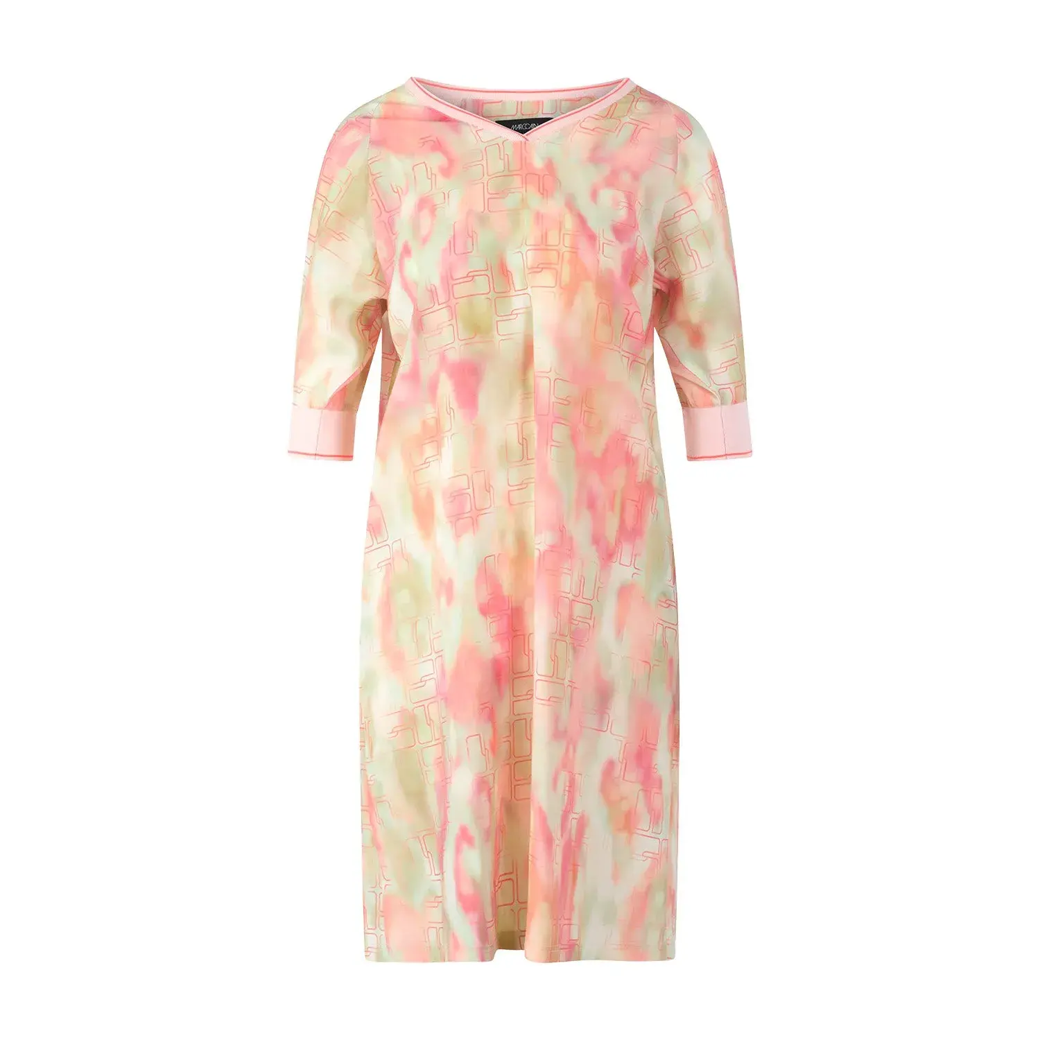 Midikleid mit Aquarellmuster und Ärmeln