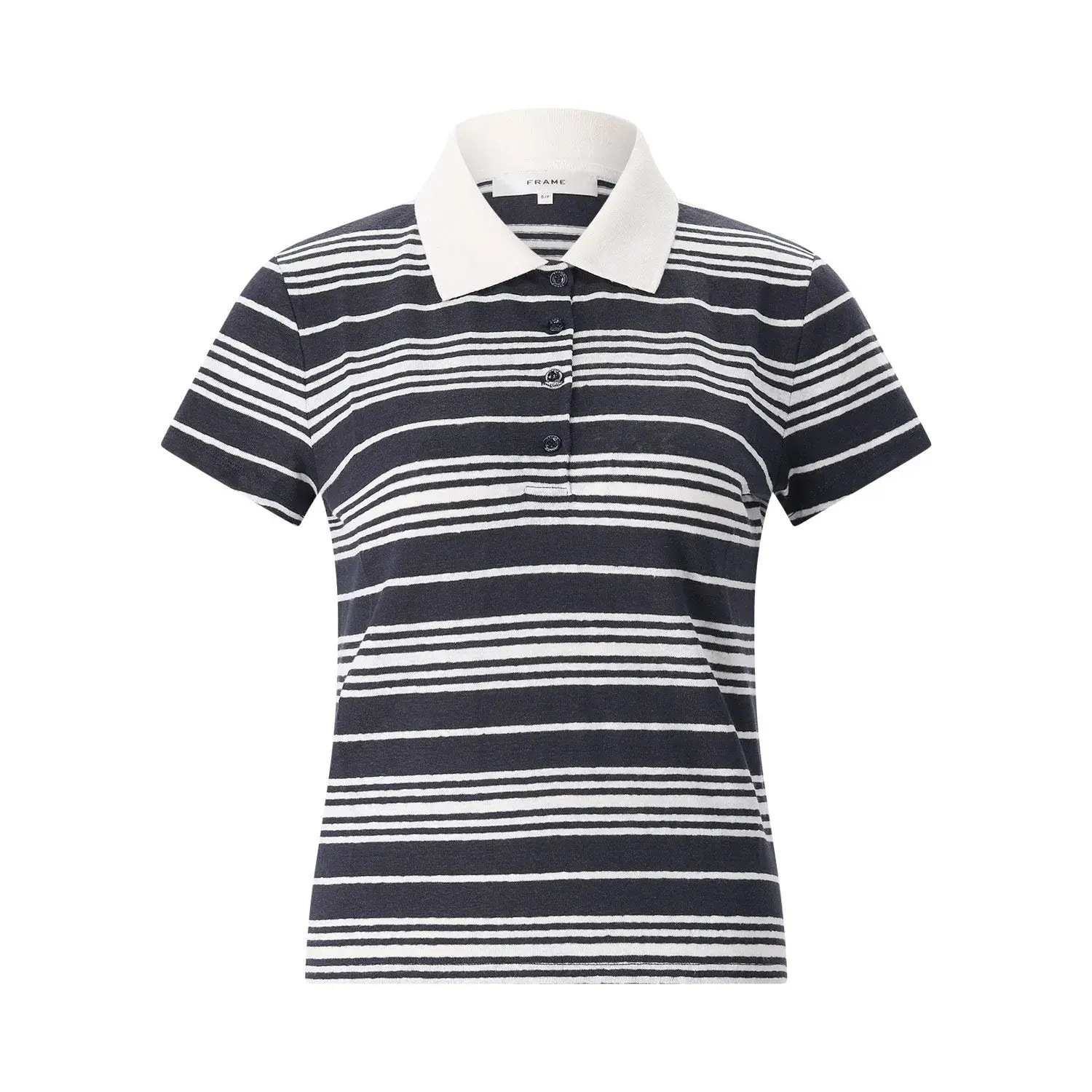 Gestreiftes Leinen Poloshirt mit Kragen