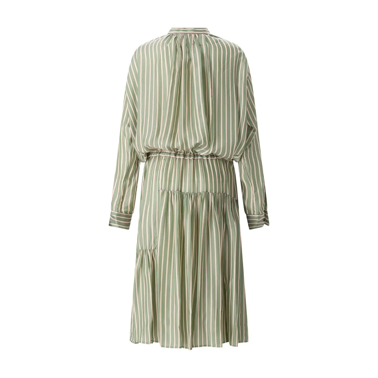 Gestreiftes Langarm-Midikleid