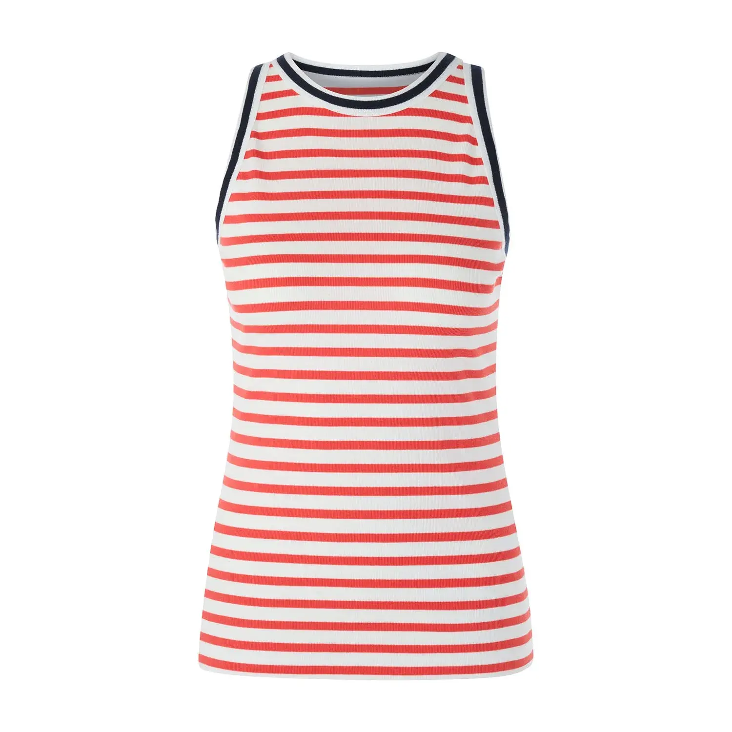 Gestreiftes Baumwoll-Tanktop mit Borte