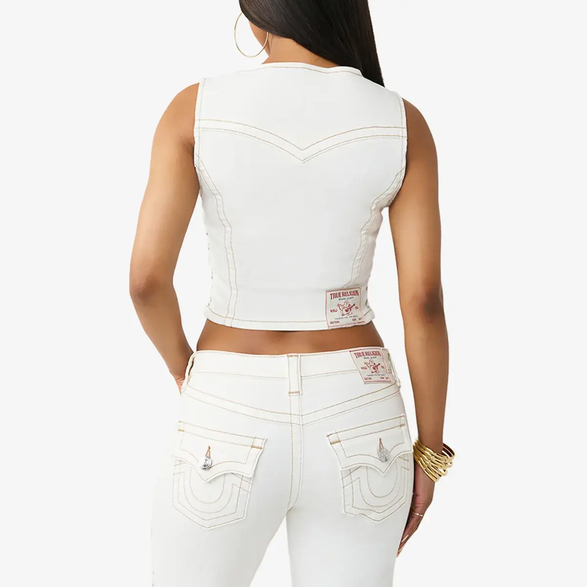 Kurzes Jeans-Top mit Schnürung