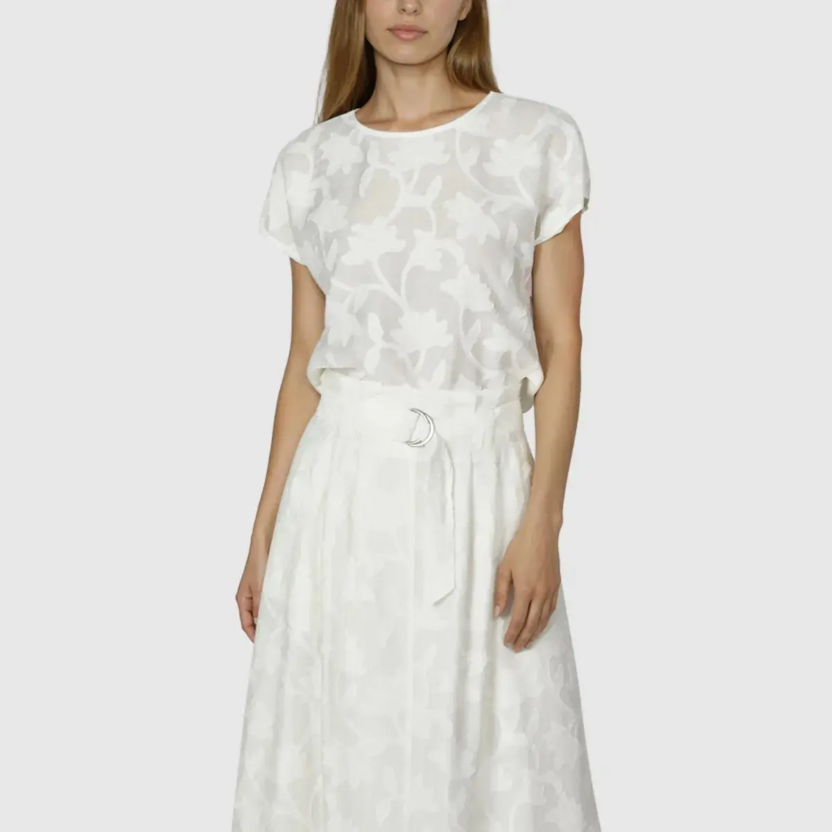 Elegante florale Fil Coupé Bluse