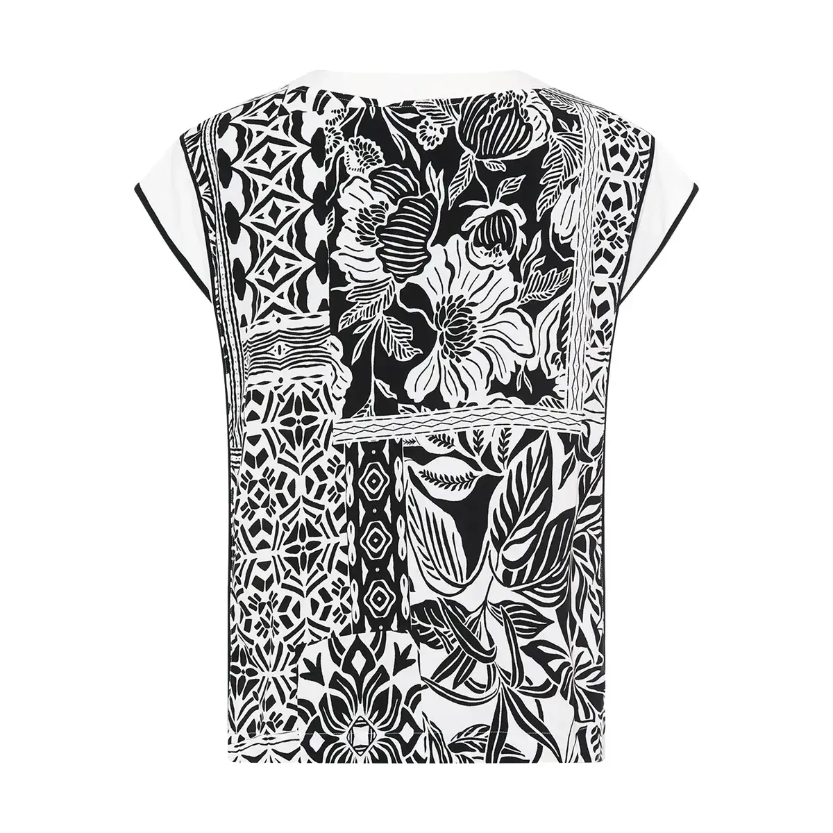 Top mit floral-geometrischem V-Ausschnitt