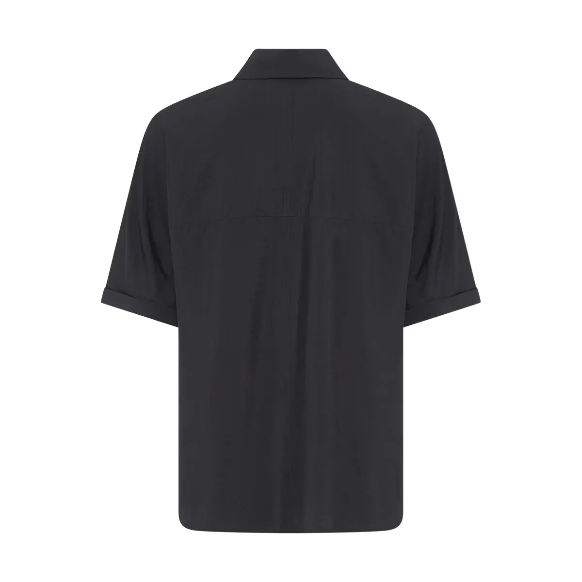 Schwarze kurzärmlige Bluse mit Knopfleiste