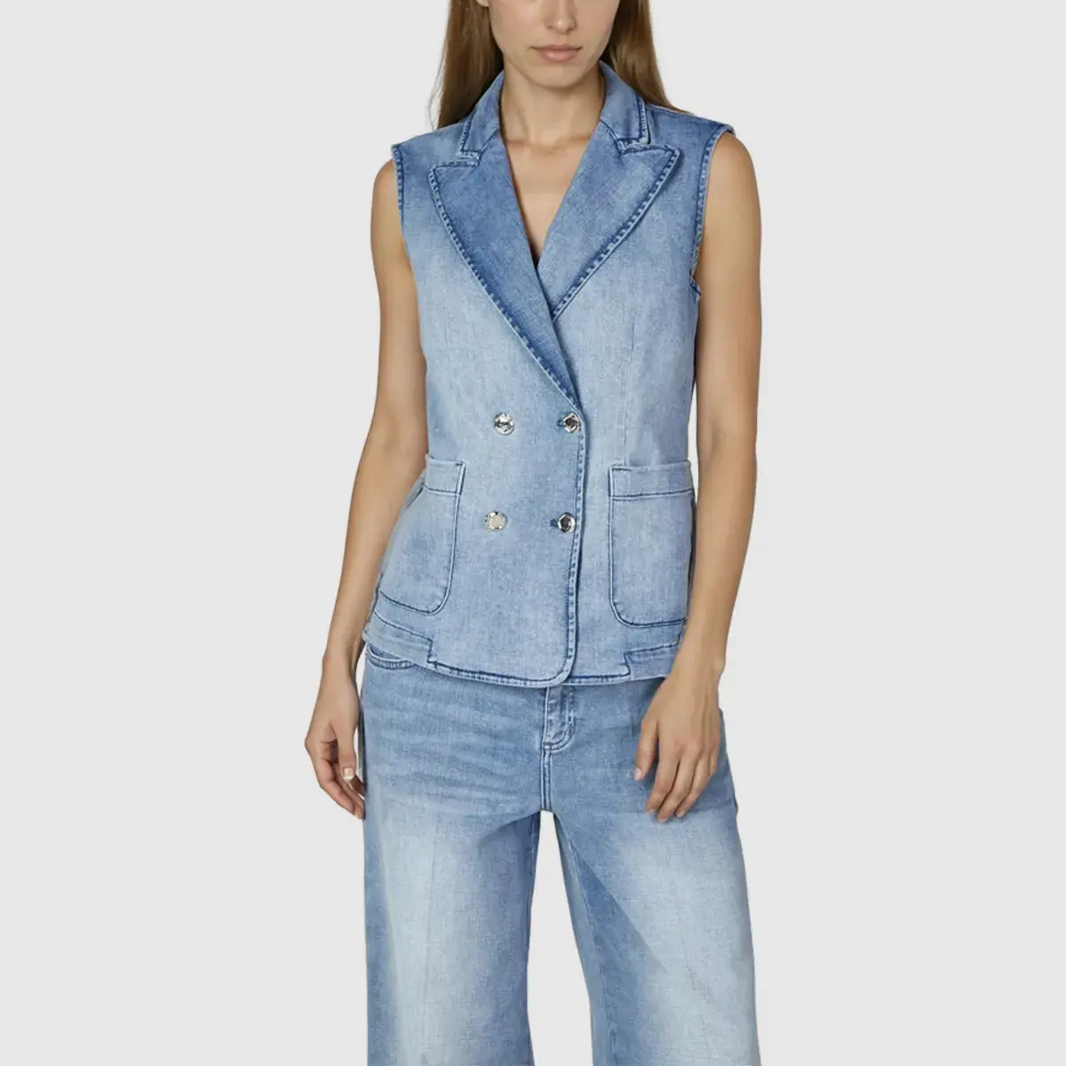 Doppelreihige Jeansweste