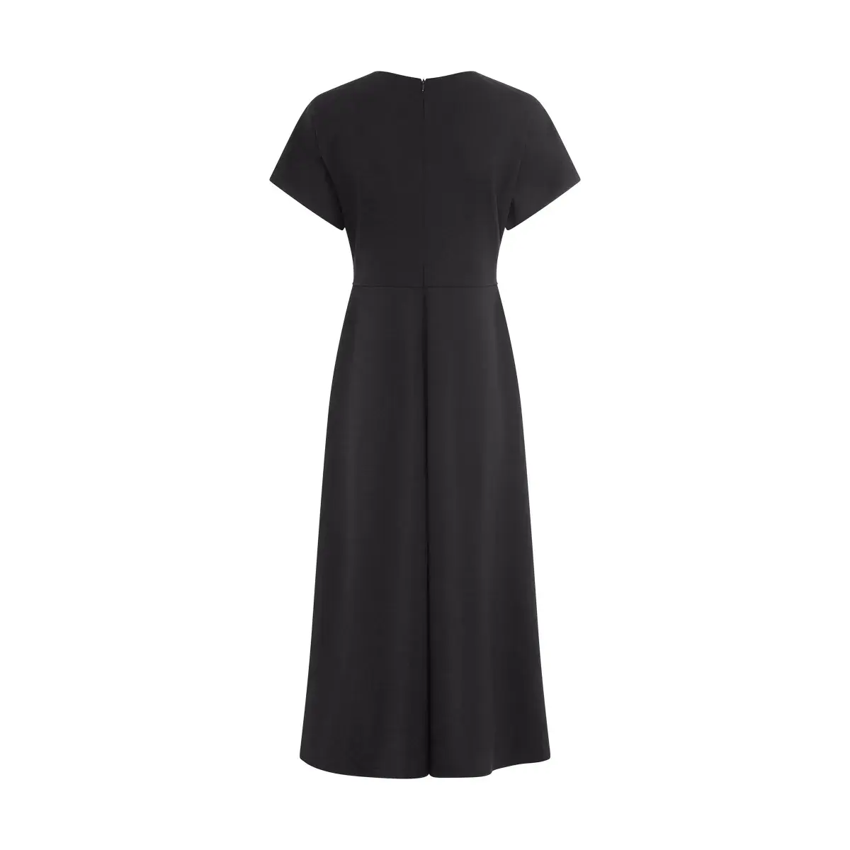 Schwarzes Midi-Kleid mit Fledermausärmeln