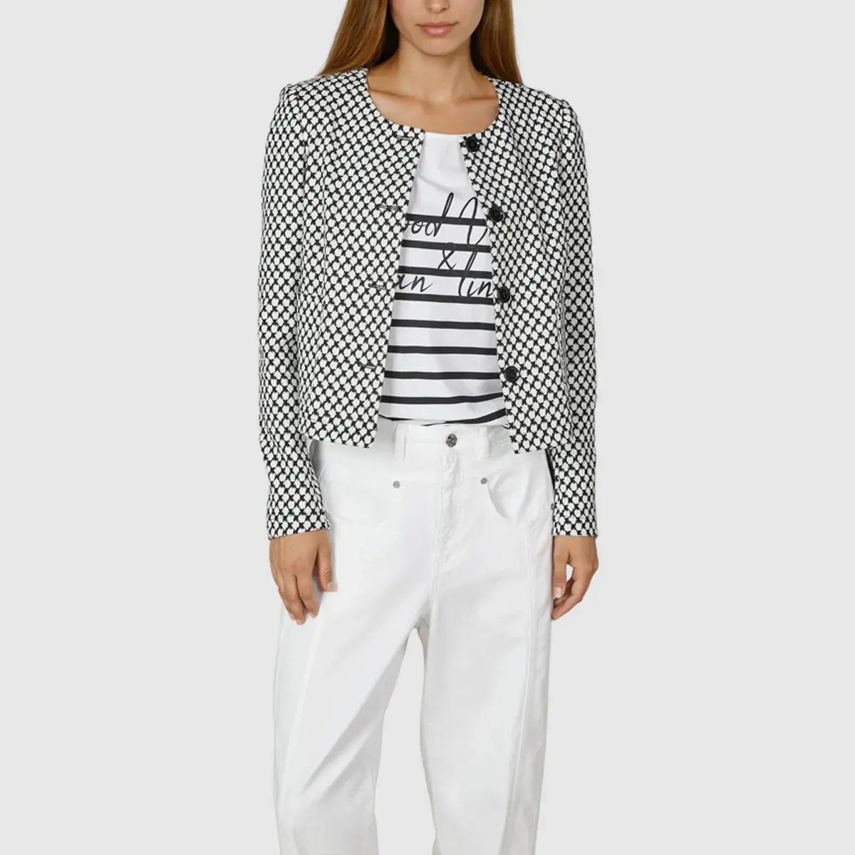 Strukturierter Jacquard Strickblazer