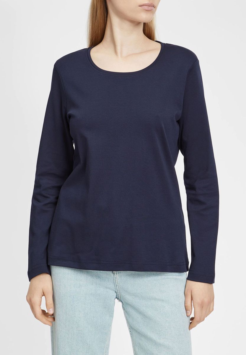 Klassisches Langarm Baumwoll-Top