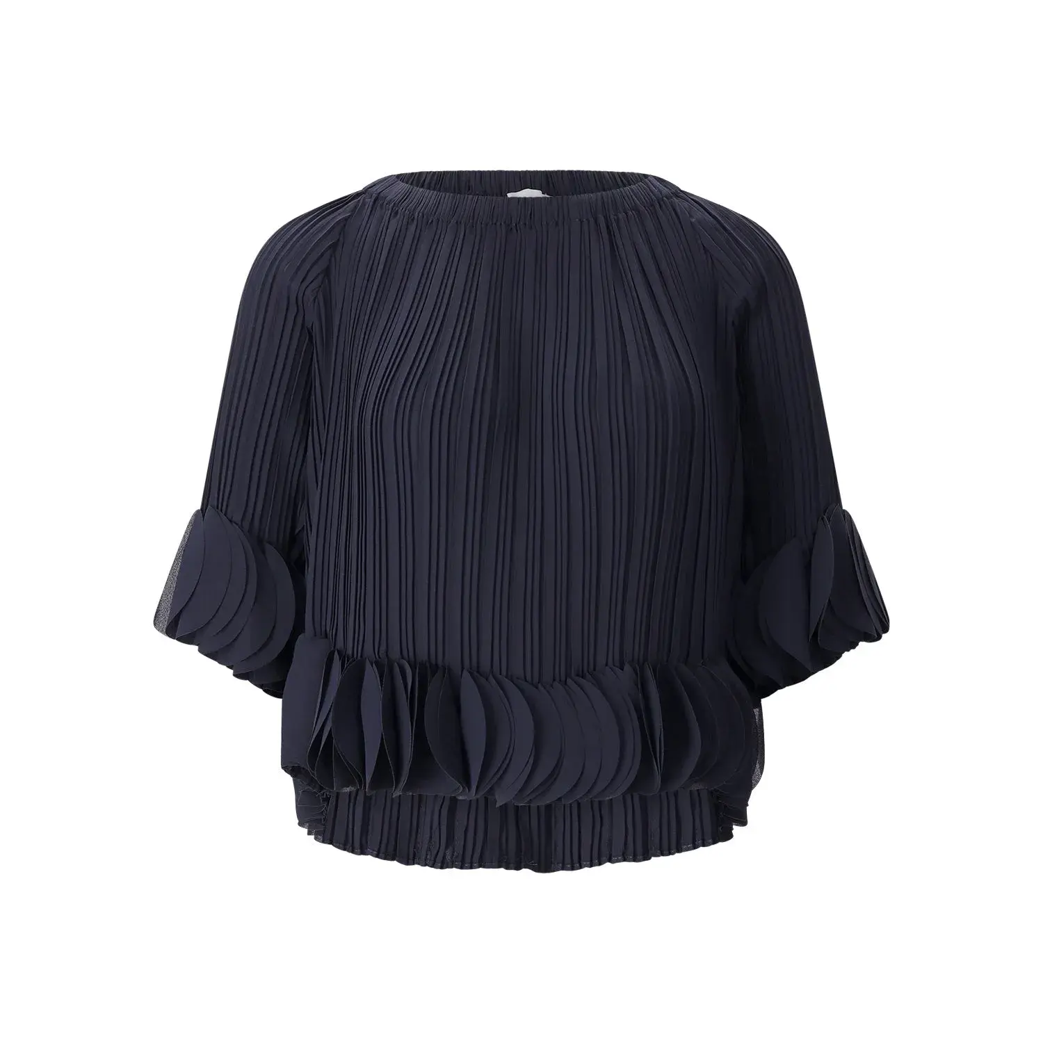 Plissee-Bluse mit 3D-Volants