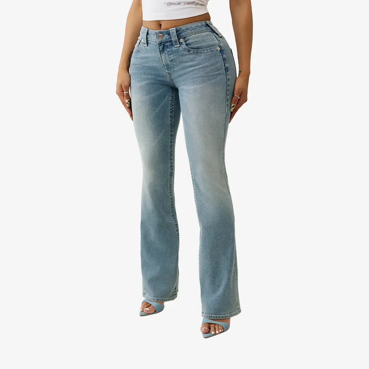 Bootcut Jeans aus hellblauem Denim