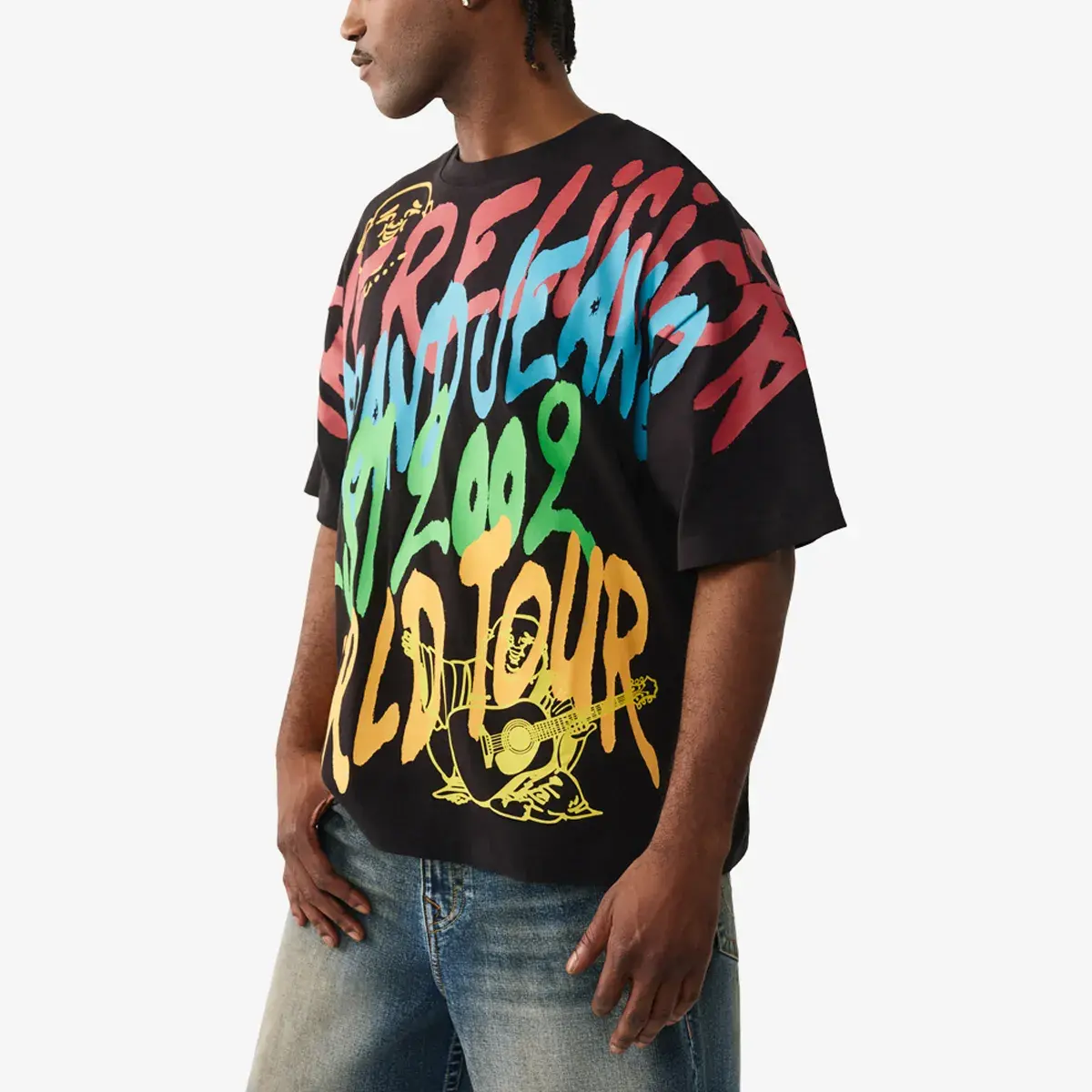 Oversized Baumwoll-T-Shirt mit Graffiti-Print