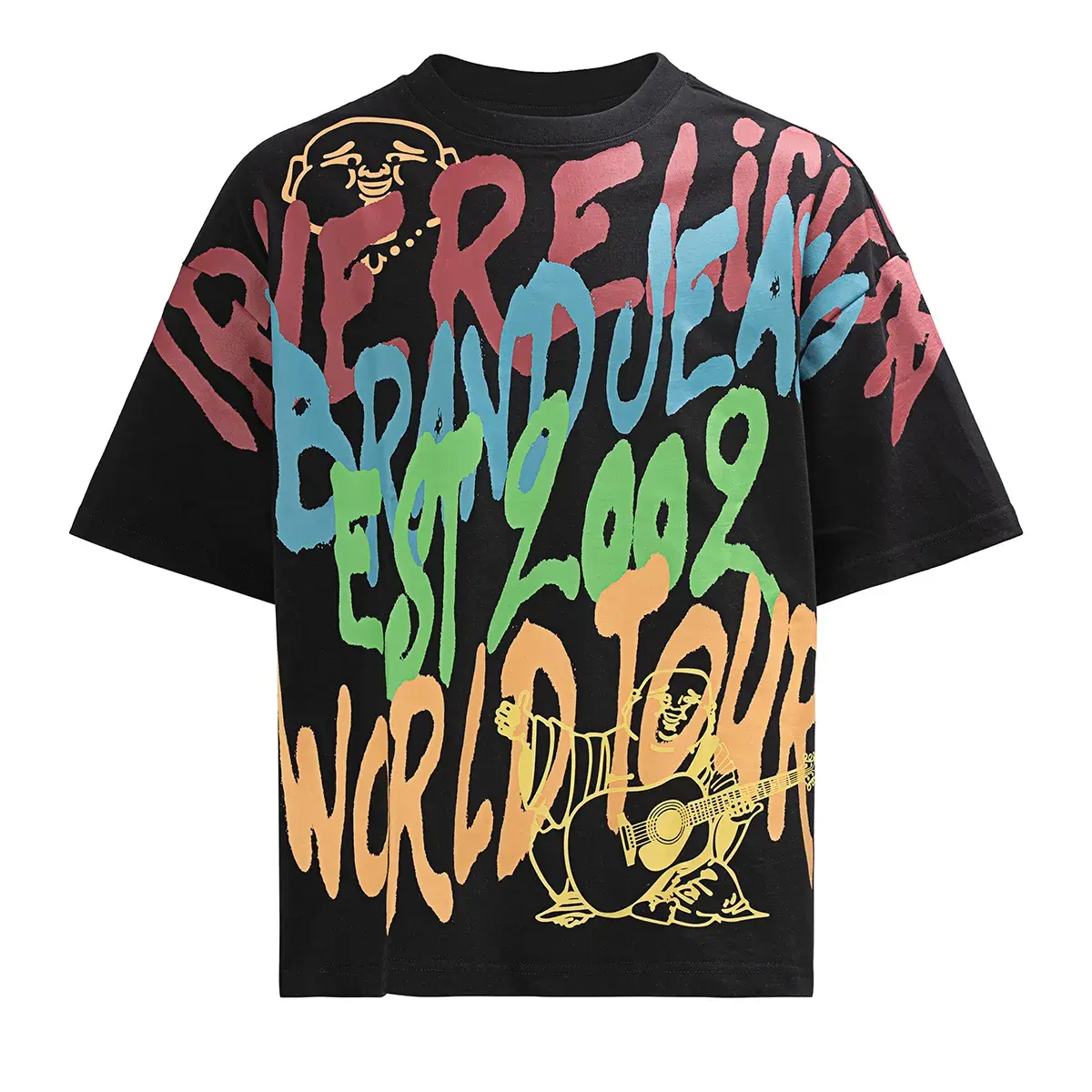 Oversized Baumwoll-T-Shirt mit Graffiti-Print