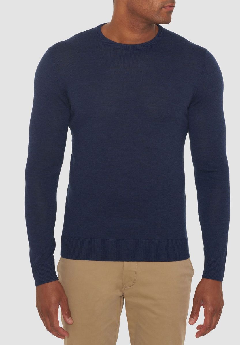 Klassischer Merinowolle Rundhals Pullover