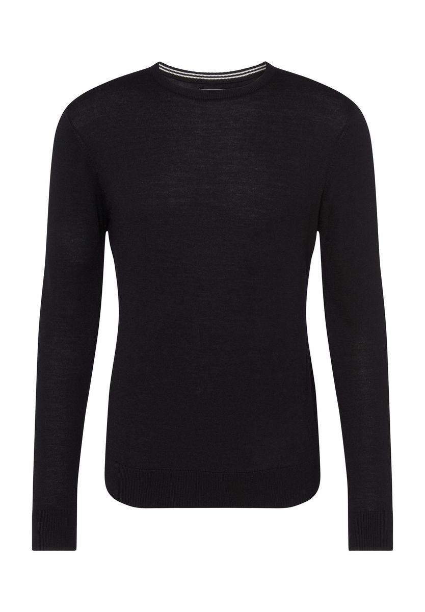 Klassischer Merinowolle Rundhals Pullover