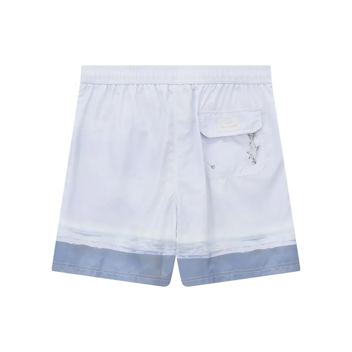 Badeshorts mit Ozeanprint und Hai-Anhänger