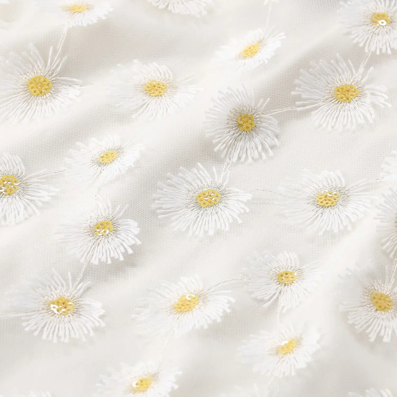 Ärmelloses Tüll-Top mit Gänseblümchen-Applikation