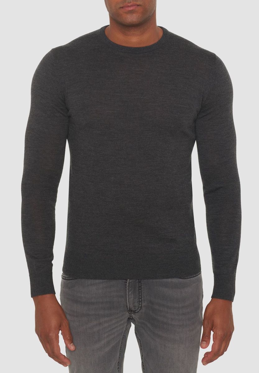 Klassischer Merinowoll-Pullover mit Rundhalsausschnitt