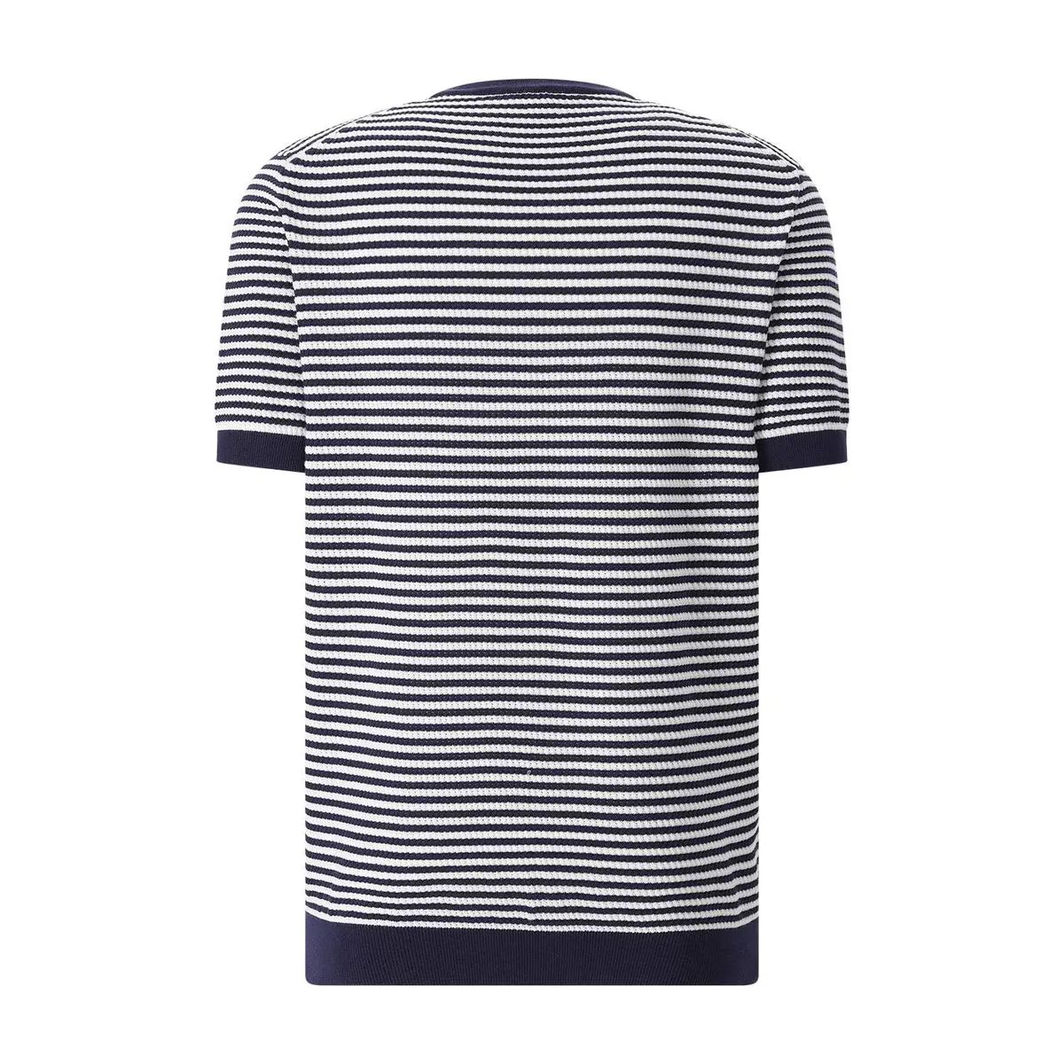 Marineblau-weiß gestreiftes Baumwoll-T-Shirt