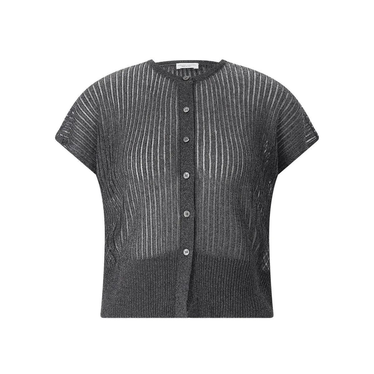 Transparente Strickjacke mit kurzen Ärmeln